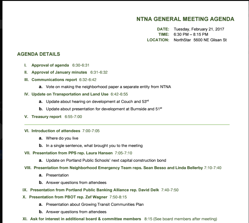NTNA Monthly Meeting: Feb. 21 at 5600 NE Glisan